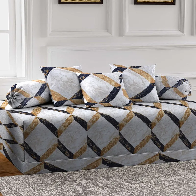 Gridon Printed Diwan Set - Six Piece Set media 3