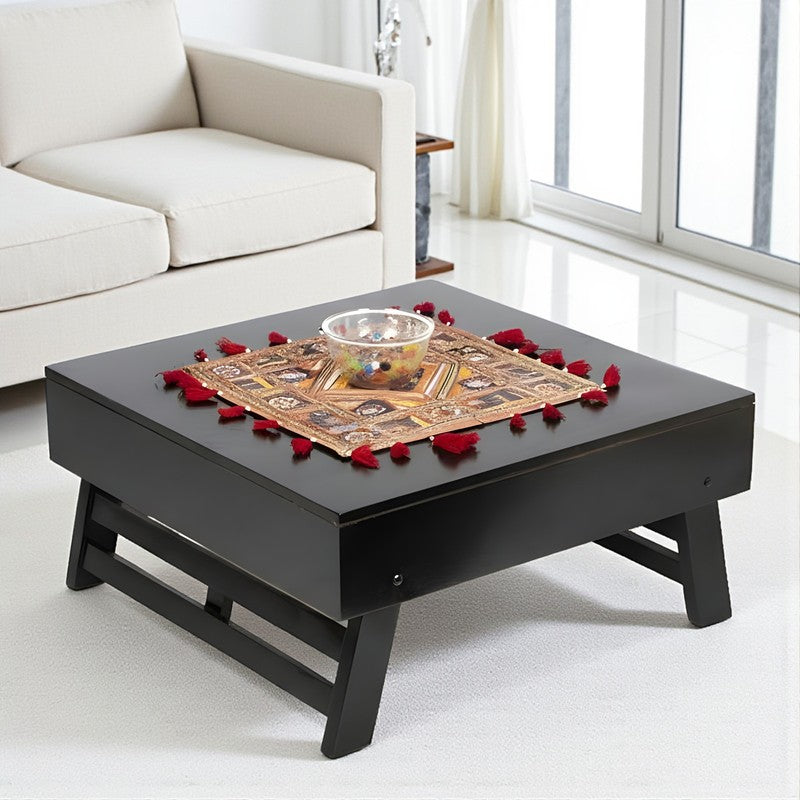 Servon Sheesham Wooden Center Table - Black