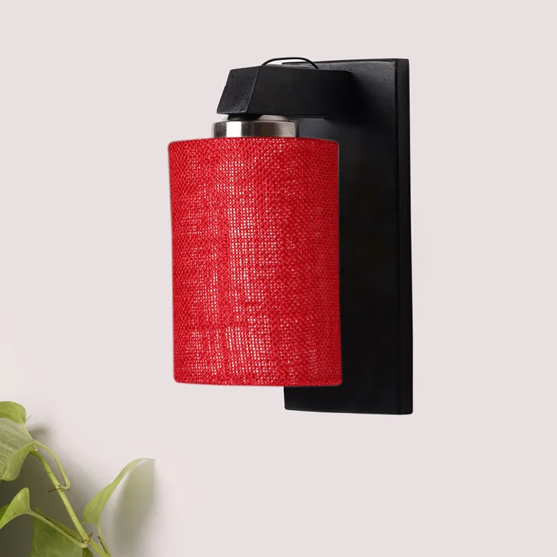 Eyrie Jute & Wooden Wall Lamp - Red media 3
