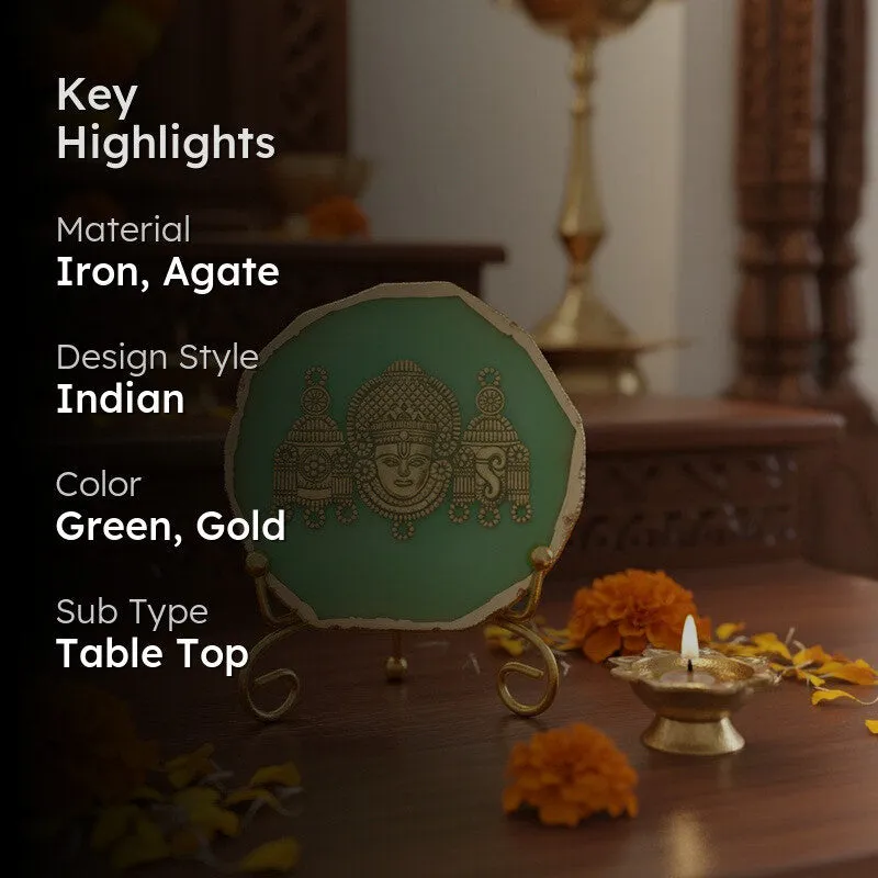 Mahalakshmi Agate Showpiece With Stand - Green media 2