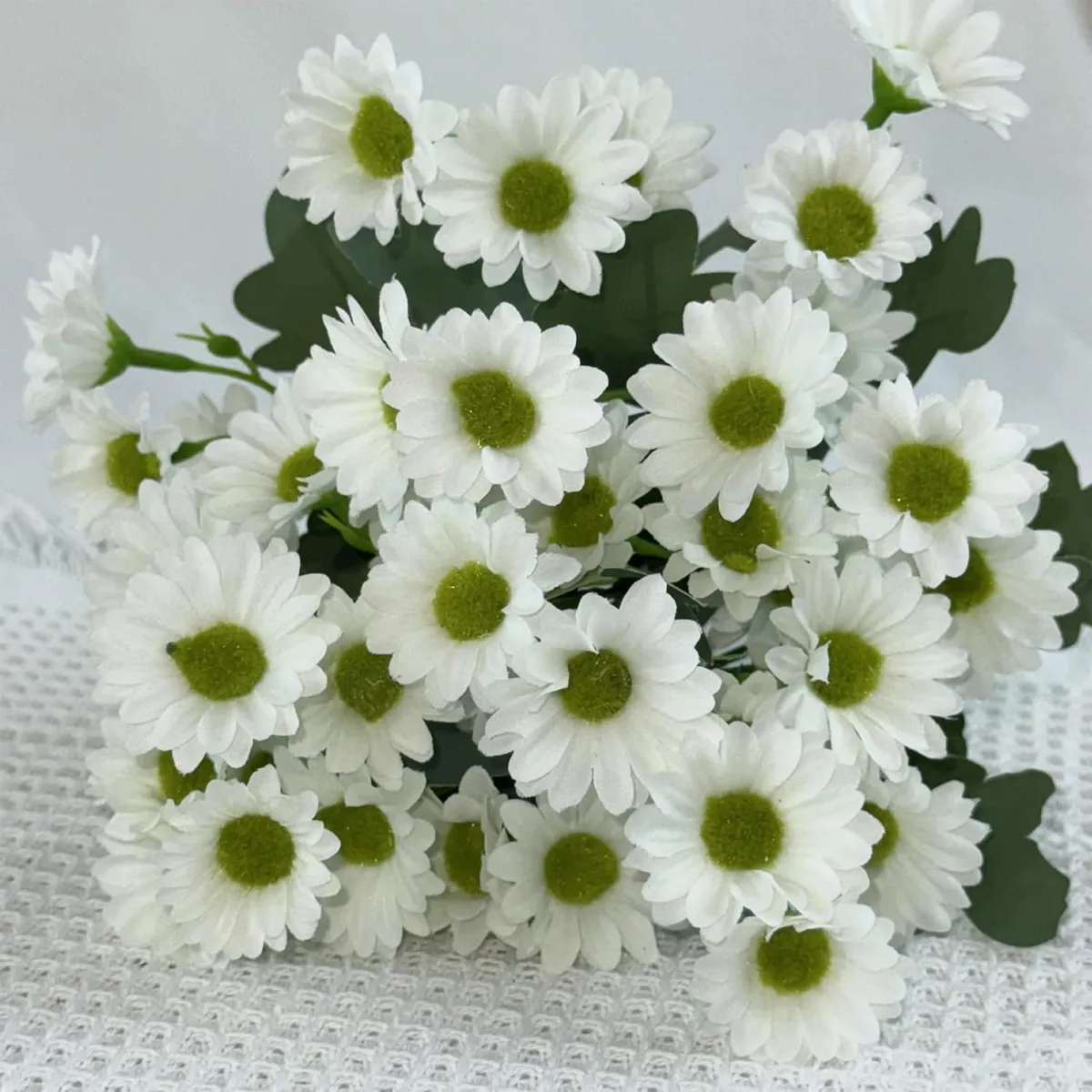 Azure Daisy Artificial Flower (White) - Set of Two media 8