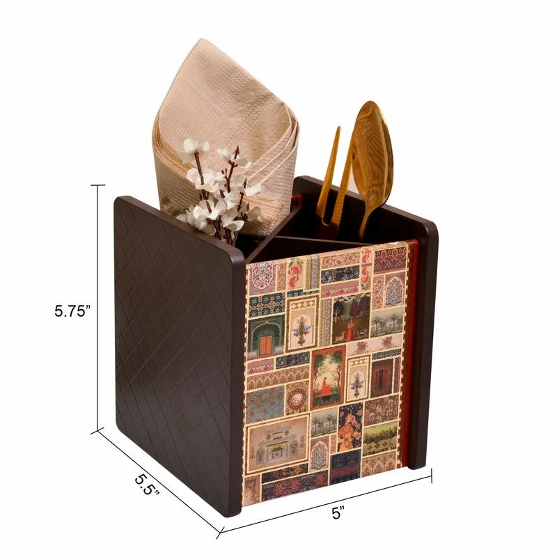 Stylish Black & White Wooden Cutlery Stand media 6