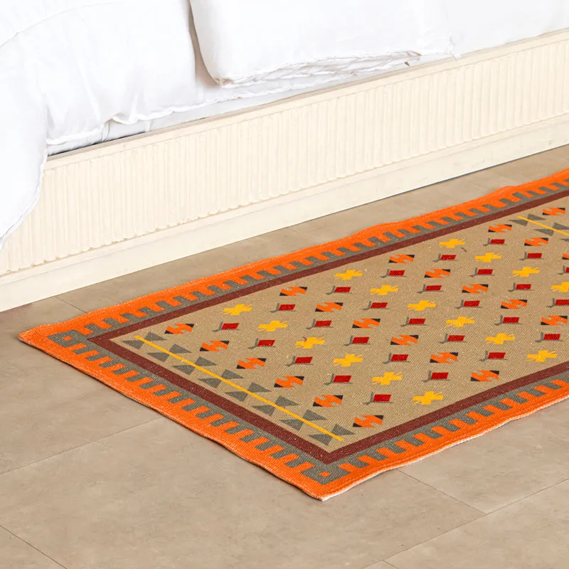 Orvane Cotton Runner Rug - Orange, Beige media 5