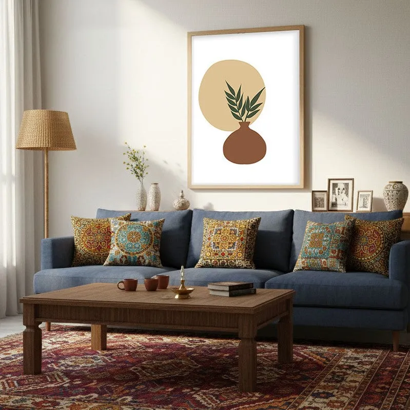 Sage Pot Canvas Wall Painting With Brown Frame media 6