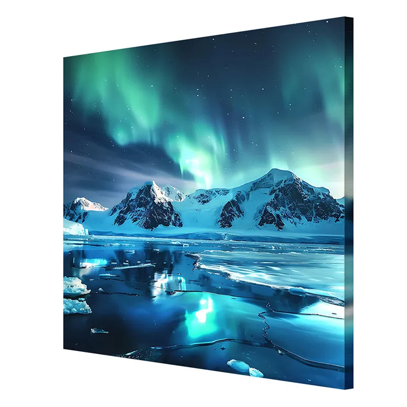 Aurora Icy Mountains Wall Painting media 6