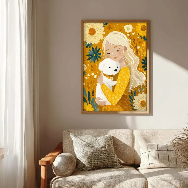Petal Cuddle Canvas Wall Painting - Brown Frame media 6