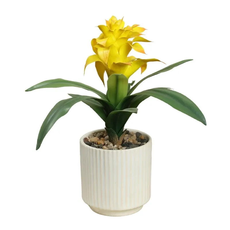 Artificial Yellow Ginger Lily Bonsai Plant With Ceramic Pot - 0.9 Feet media 3