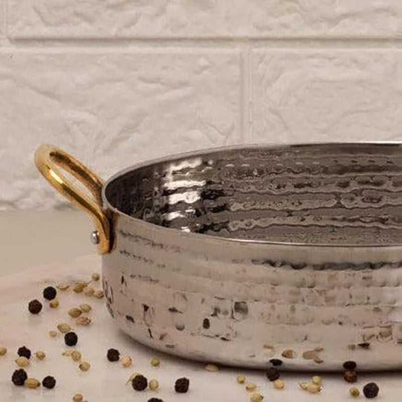 Vintage Allure Hammered Oval Kadhai Serving Pot - 1000 ML media 5