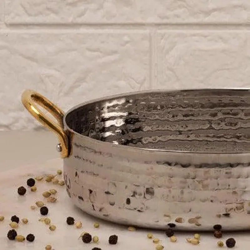 Vintage Allure Hammered Oval Kadhai Serving Pot - 1000 ML media 5
