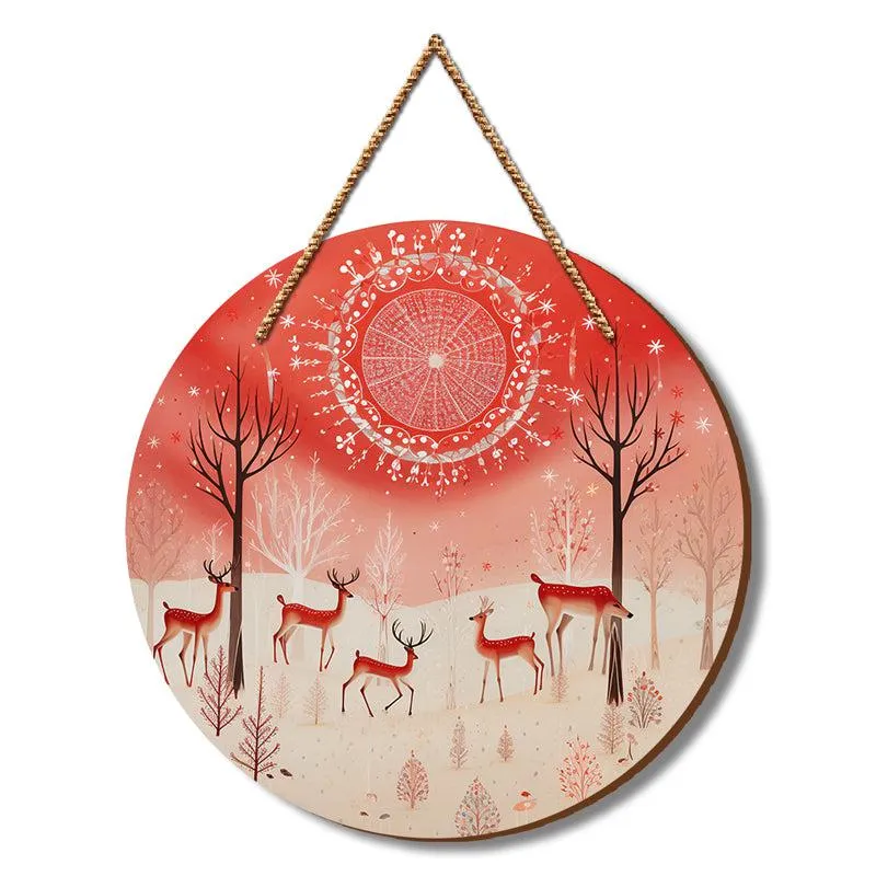 Hooves & Snowflakes Christmas Wood MDF Wall Hanging media 3
