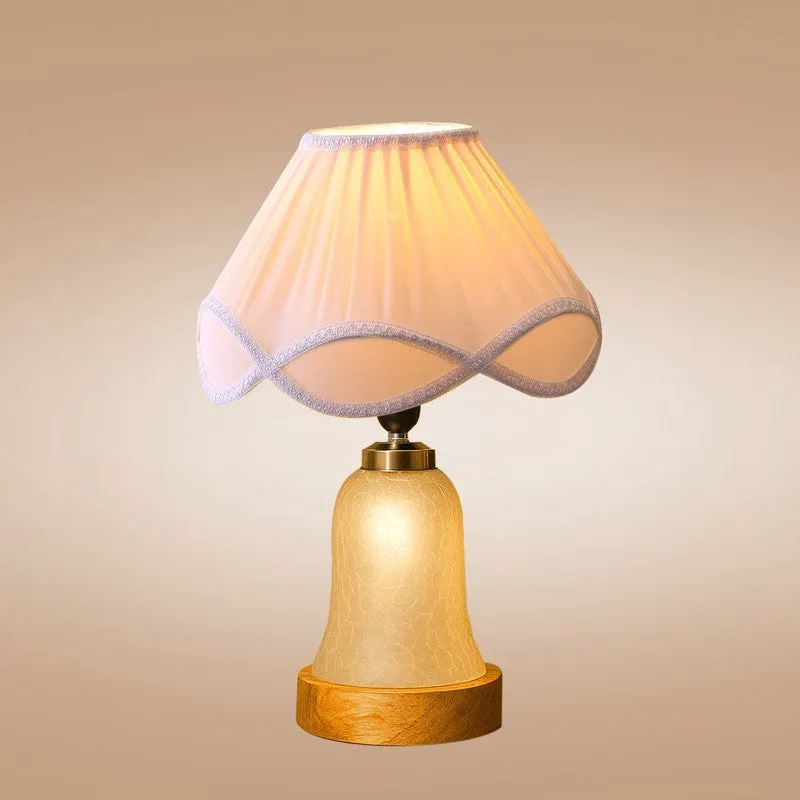 Zoravelle Arc Pleated Wooden Table Lamp - White media 6