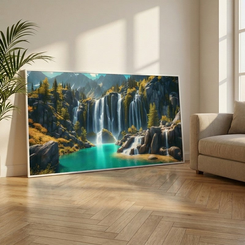 Tranquil Waterscape Canvas Wall Painting With Frame