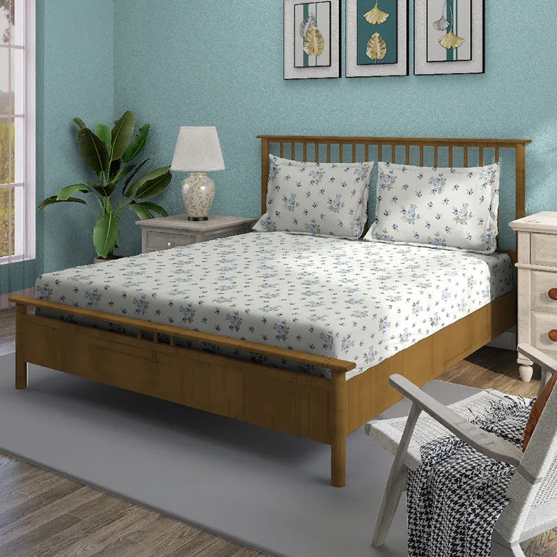 Swayam Florenca Floral Cotton Bedsheet (Blue) - 250 TC media 7