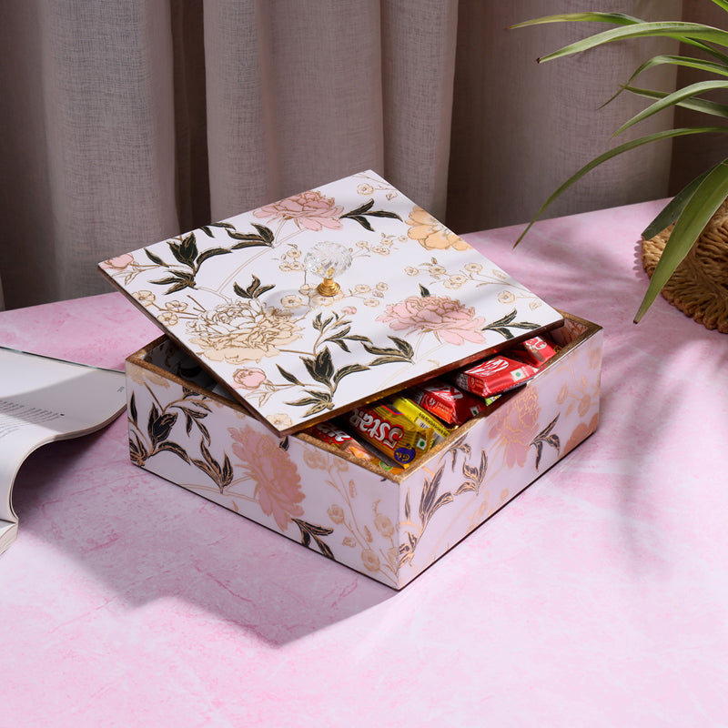 Amber Fleur Dry Fruit Container - Ivory, Peach media 3
