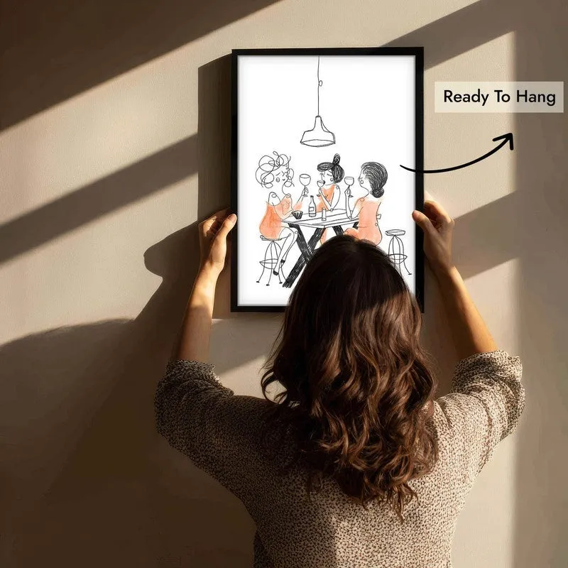 Figurine Dining Archival Canvas Wall Art - Black media 6