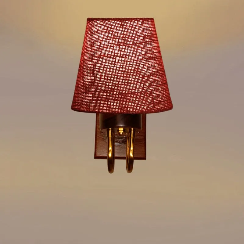 Gilded Arch Decorative Jute Wall Lamp - Red media 5