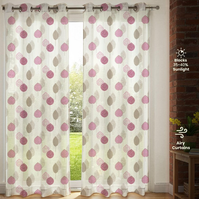 Urban Space Pinkleaf Multicolor Polyester Curtains - Set Of Two media 5