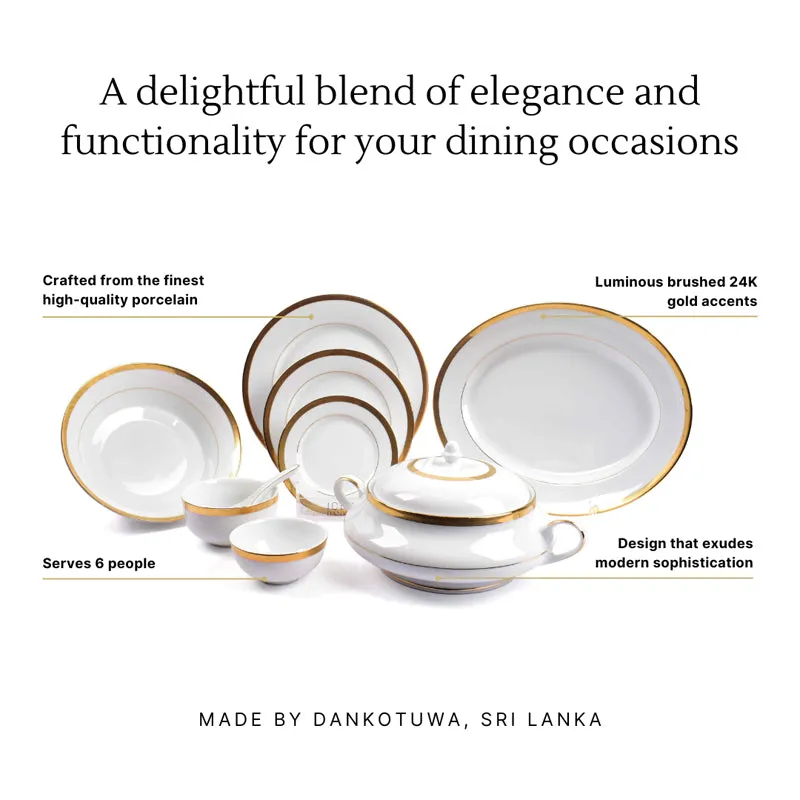 Vienna 24k Gold Brushed Porcelain Dinner Set (Gold) - 41 Piece Set media 5