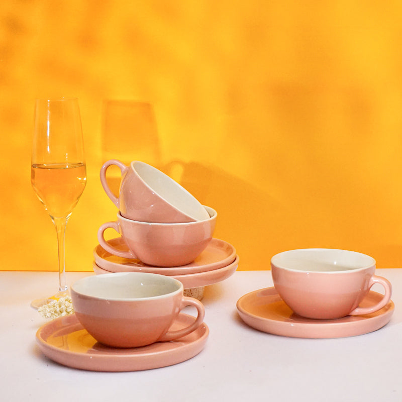 Blush & Brew Cup & Saucer (Pink/320 mL) - Eight Piece Set media 3