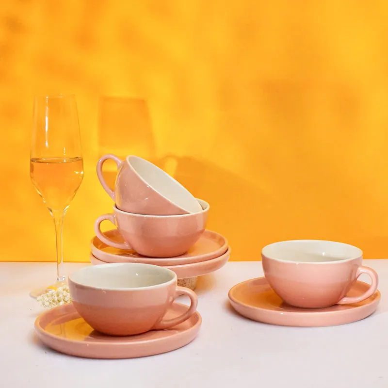 Blush & Brew Cup & Saucer (Pink/320 mL) - Eight Piece Set - 3