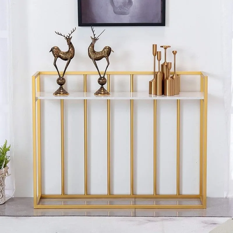 Hallway Metal Console Table with Marble Top - Large media 3
