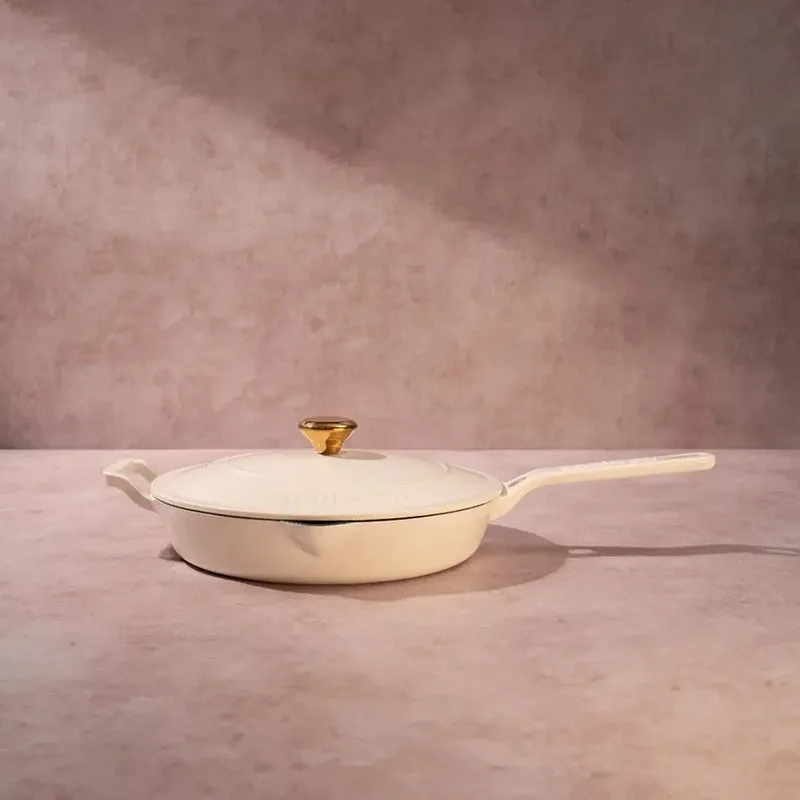 Cumin Co Enamel Cast Iron Frying Pan (1900 mL) - White media 3