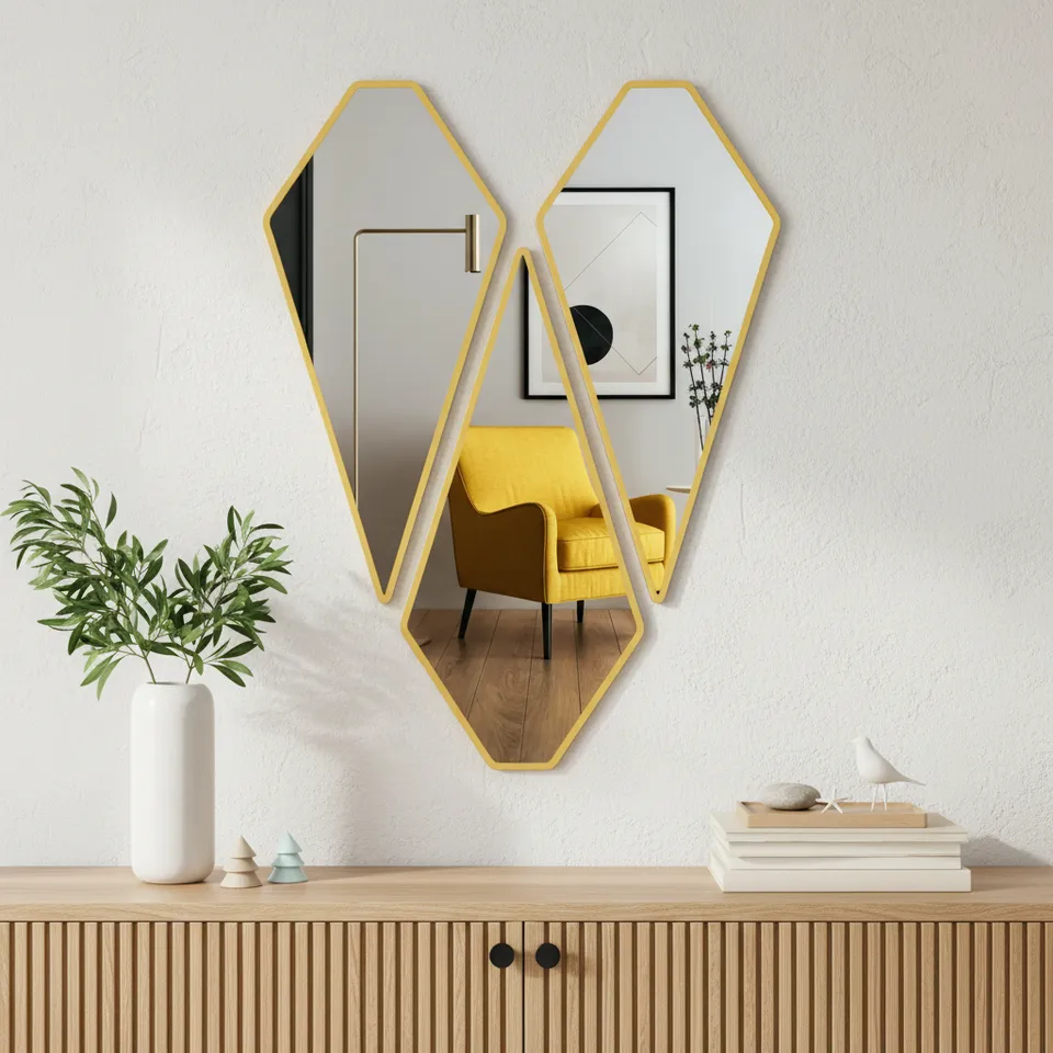 Diamond Reflections Wall Mirror - Set Of Three media 1