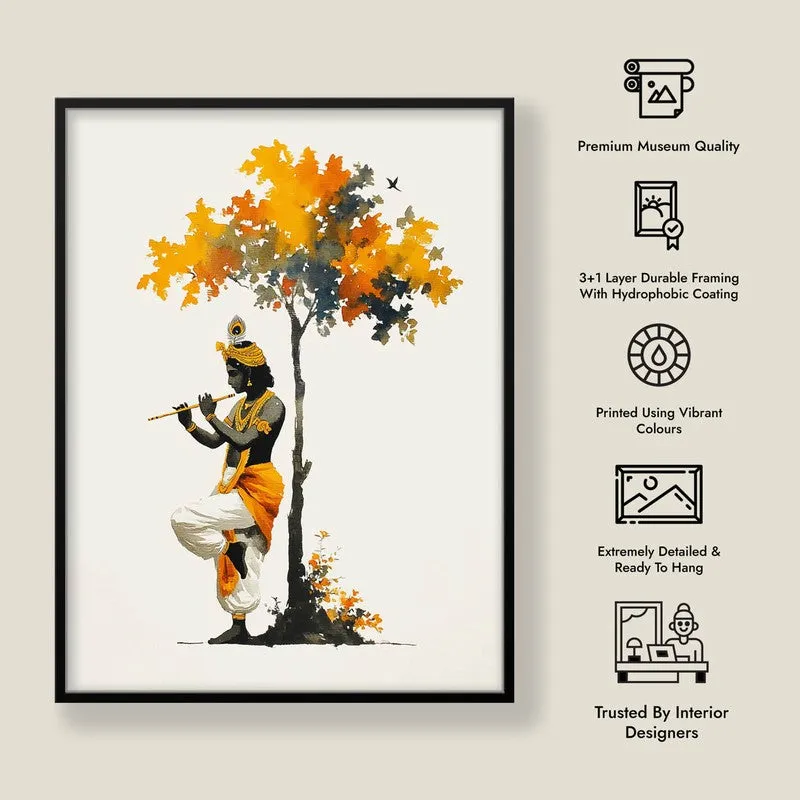 Lord Shyamsundar Krishna Playing Fluit Archival Paper Wall Art media 8