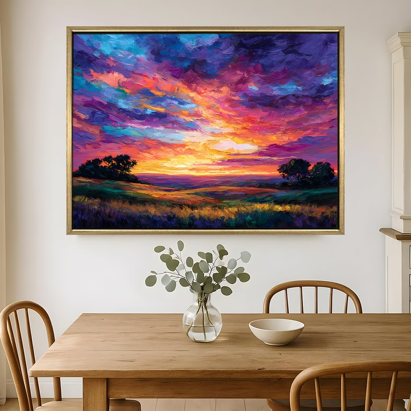 Sunfire Glow Canvas Wall Painting With Frame