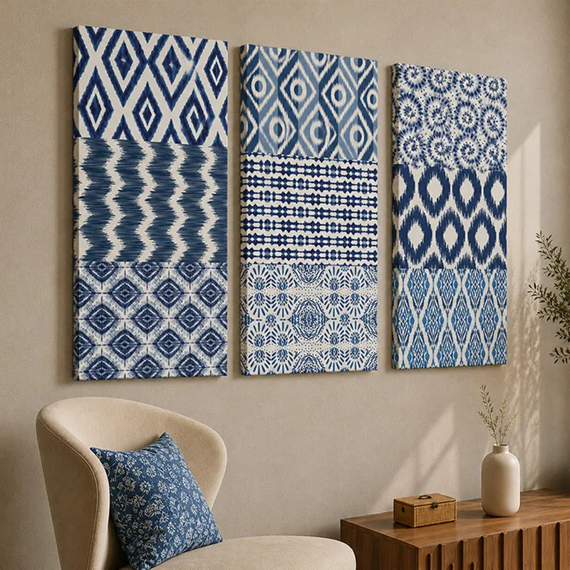 Indigo Ethnic Artisan Wall Art - Set Of Three media 3