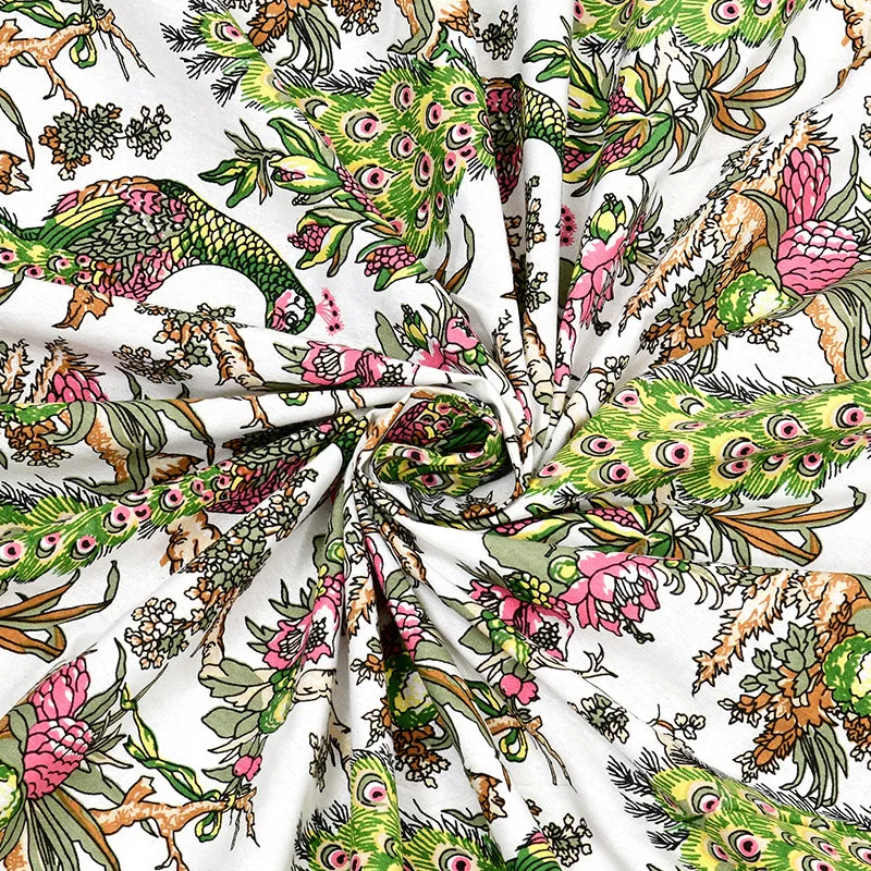 Vibrant Mor Floral Cotton Bedsheet (Green & Pink) - 160 TC media 5