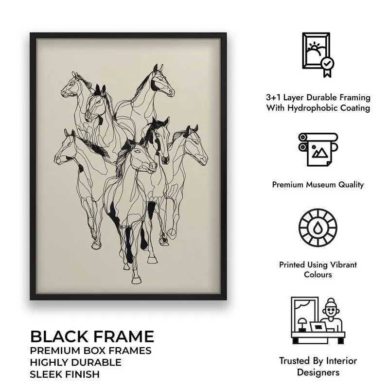 Horse Rhythm Wall Painting With Black Frame media 10