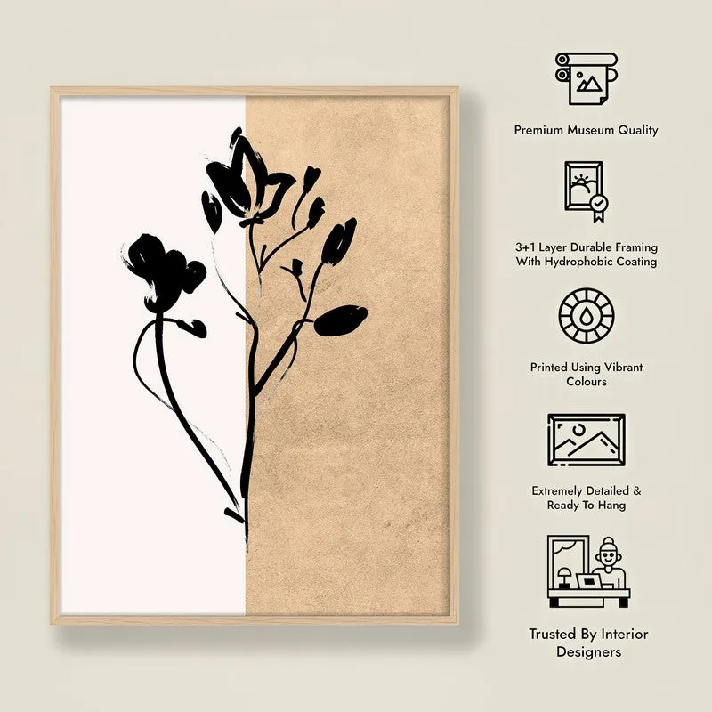 Dual Bloom Canvas Wall Painting With Brown Frame media 10