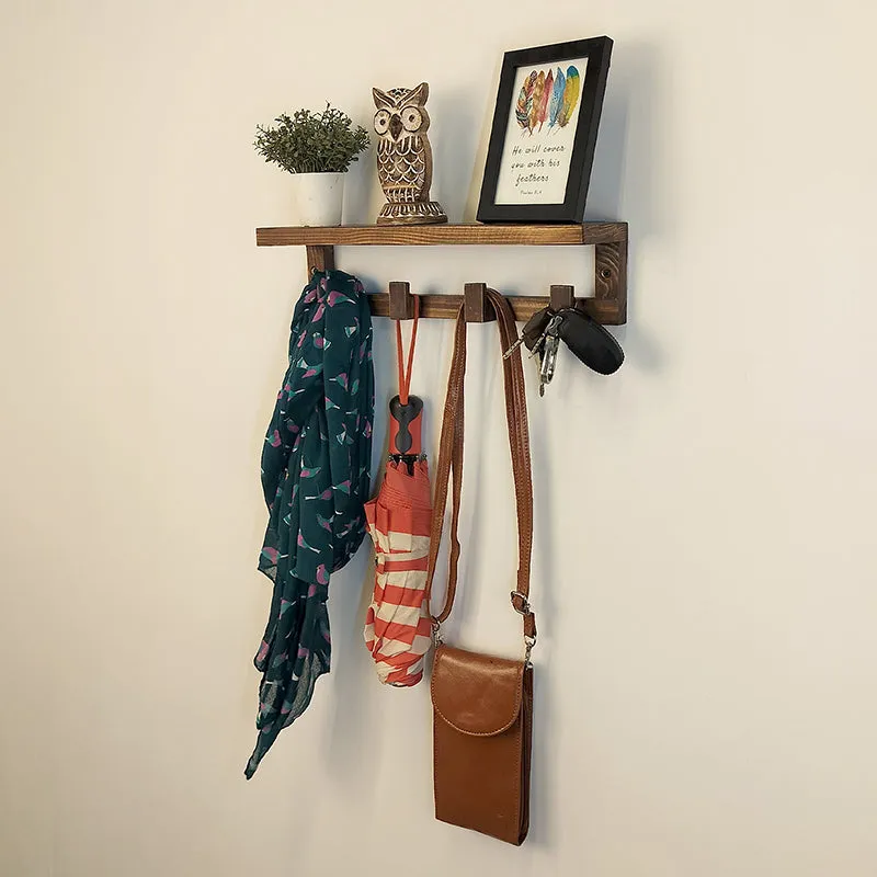 Dwaar Wooden Wall Shelf Organiser with Key Holders media 4