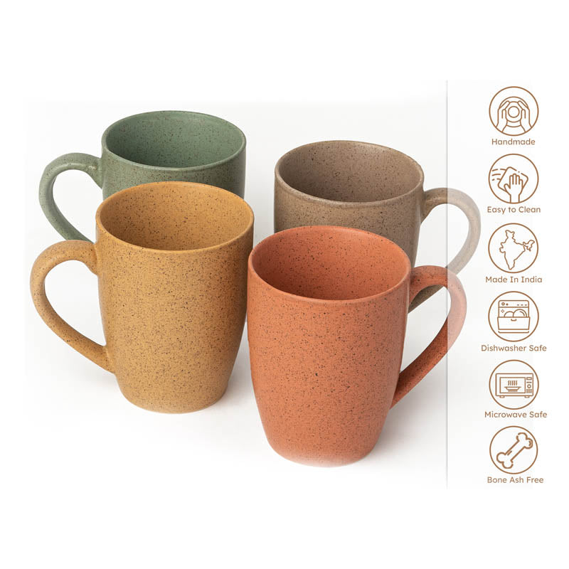 Sip & Style Ceramic Coffee Mug (Multicolor/300 mL Each) - Set Of Four media 5