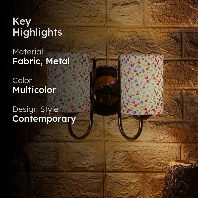 Veda Duo Color Splash Cylindrical Fabric & Metal Wall Lamp media 2