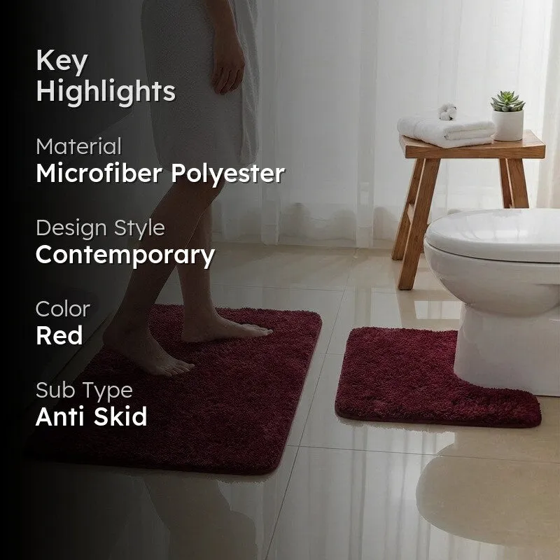 BathEase Anti Skid Bath Mats (Red) - Set of Two media 2