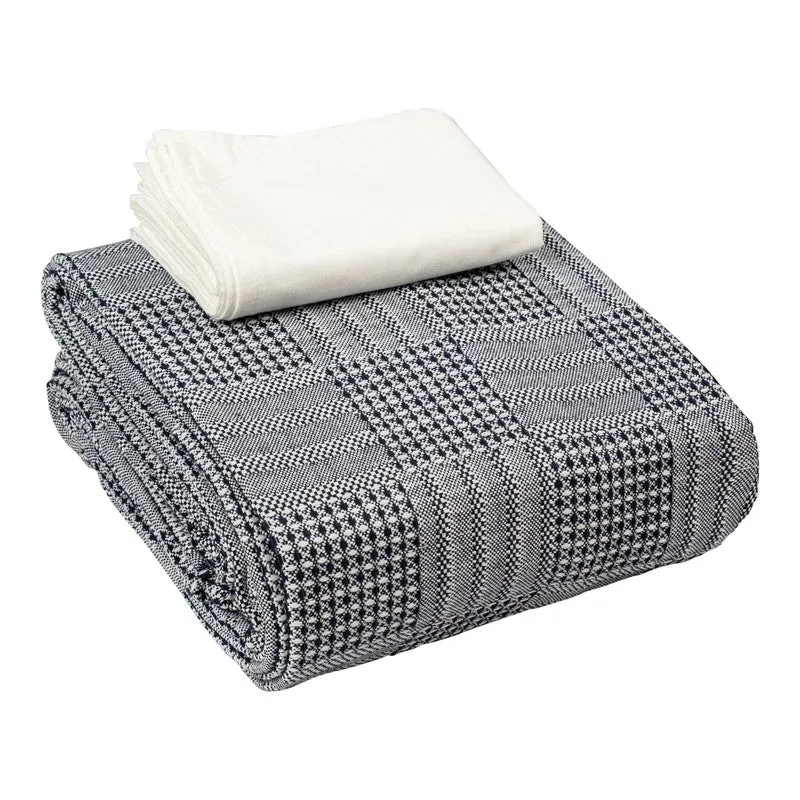 GridForm Cotton Bedsheet (Navy Blue) - 300 TC media 7