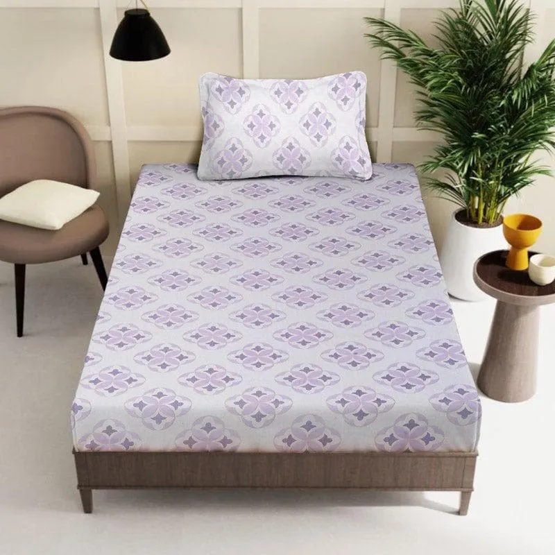 Gienna Printed Cotton Bedsheet (Purple) - 200 TC media 1