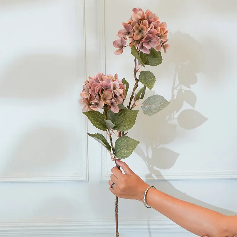 Faux Autumn Hydrangea Flower Stick (Brown) - 34 CM media 1