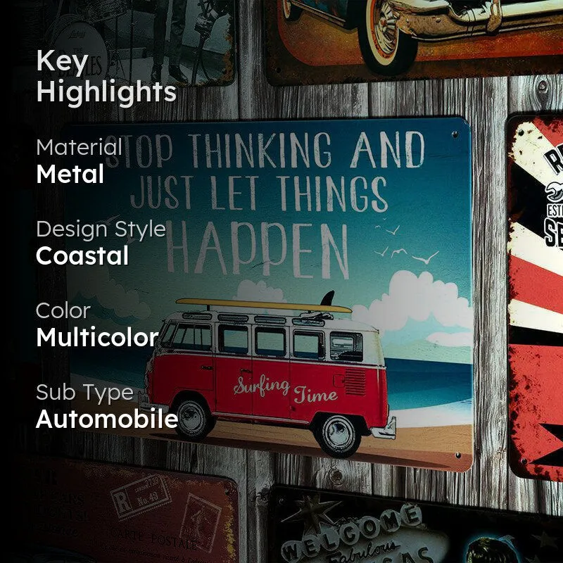 Stop Thinking Retro Metal Wall Accent media 2