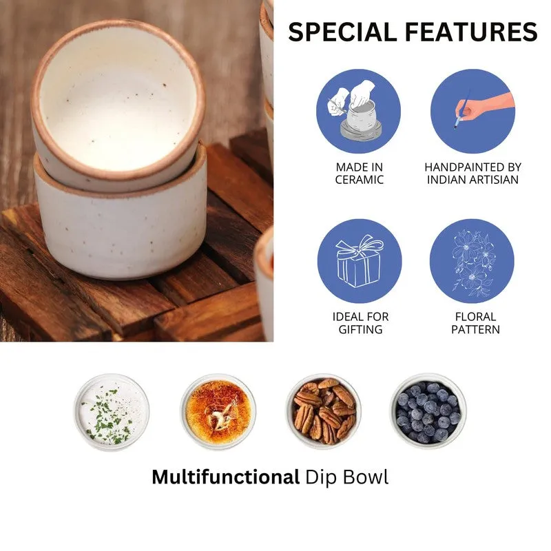 Savora Ceramic Dip Bowls (White,40 mL Each) - Set Of Two media 5