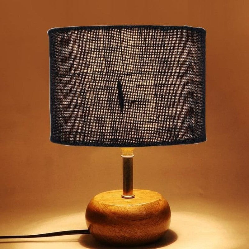 Wood Pebble Fabric Table Lamp - Blue,Brown media 5