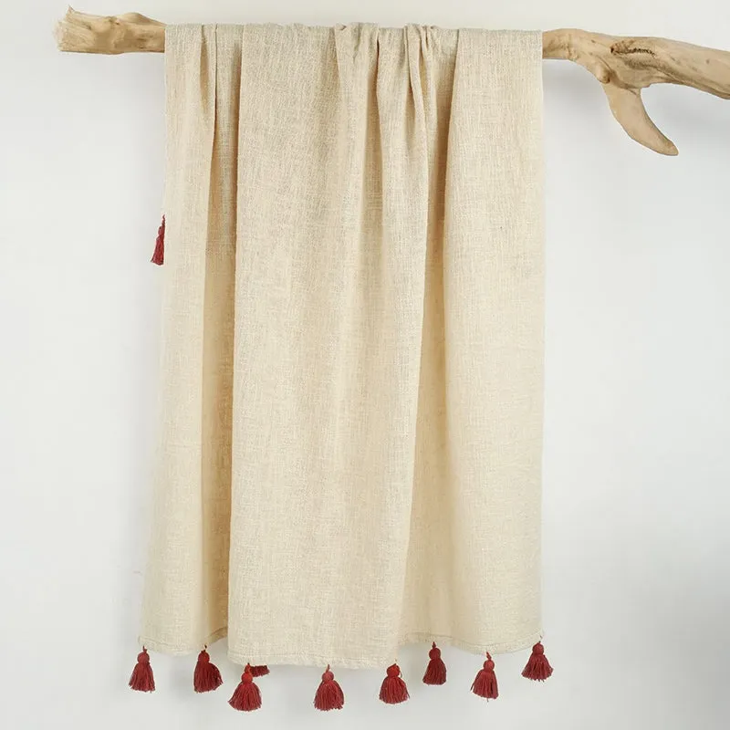 Tassura Tasselled Cotton Throw - Rust Red media 9