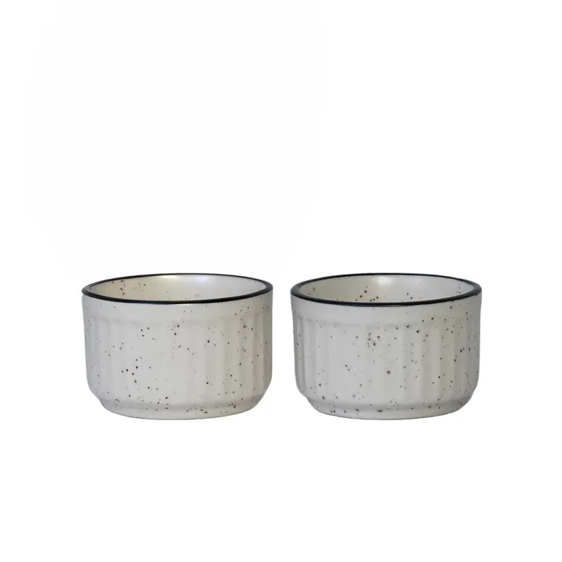 Virelle Ceramic Dip Bowls (White ,50 mL Each) - Set Of Two media 3