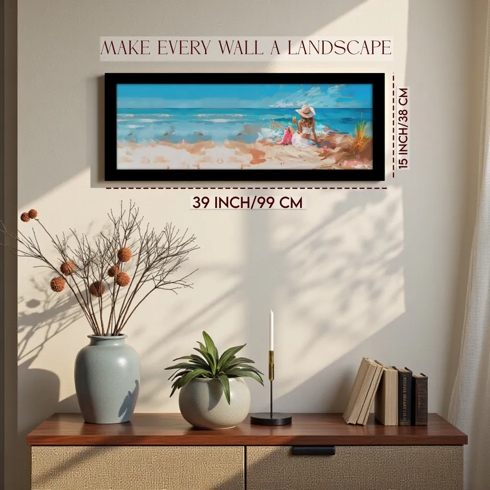 Solarae Summer Beach Wall Painting With Frame media 2