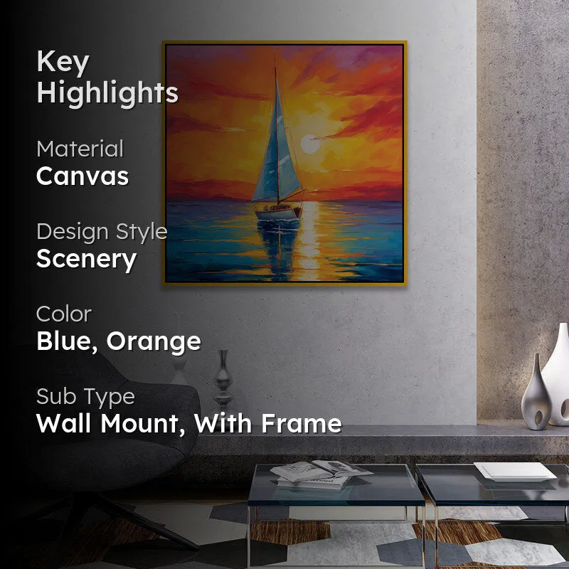 Sunset Sails Canvas Wall Art With Frame media 2