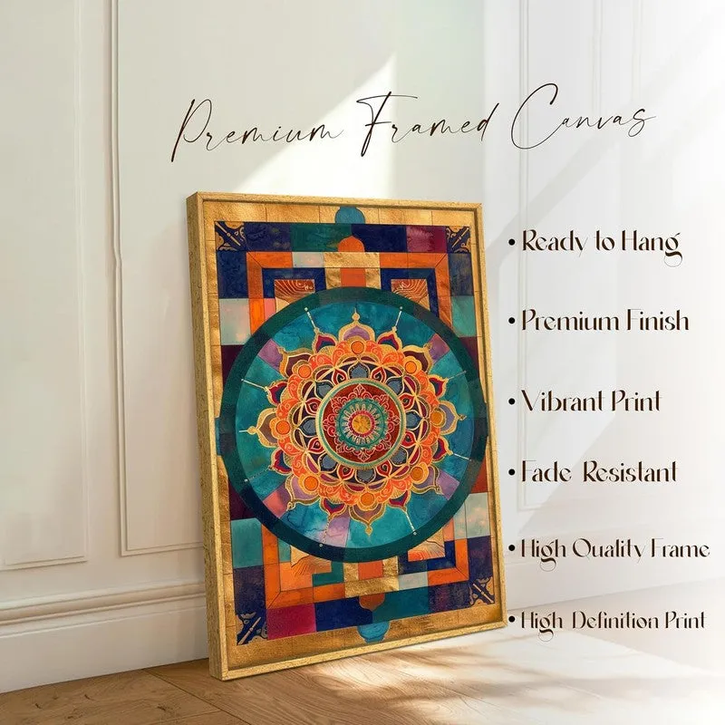 Emerald Mandala Canvas Wall Art With Frame media 4
