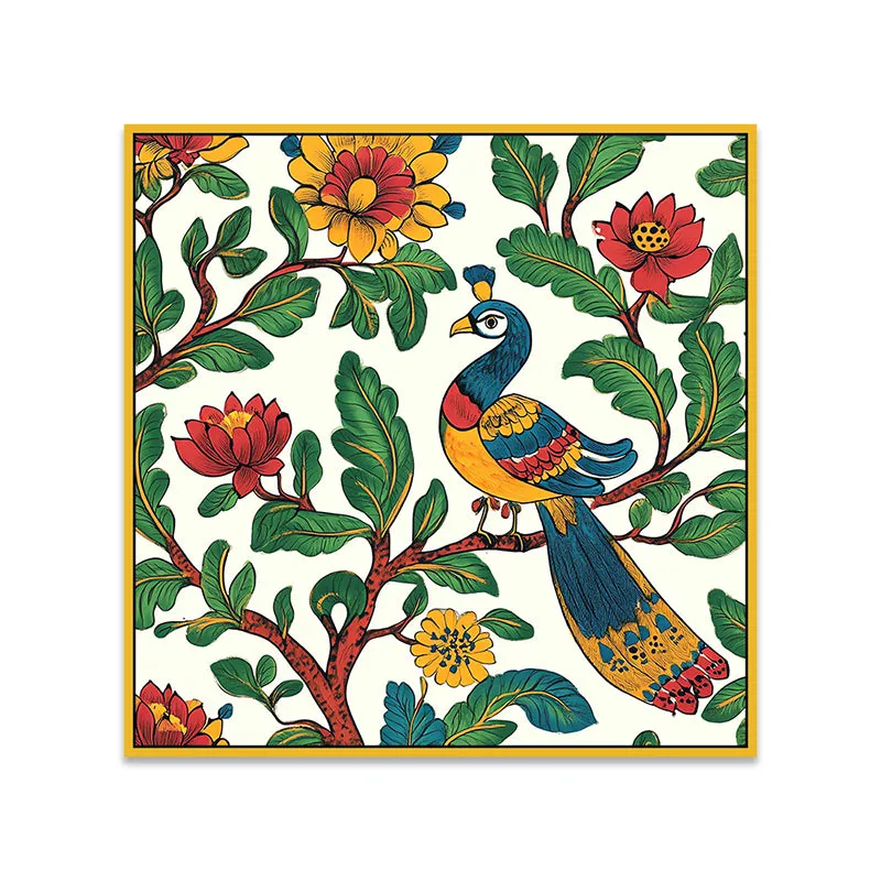 Mayoorakala Canvas Wall Painting With Frame - Gold media 5