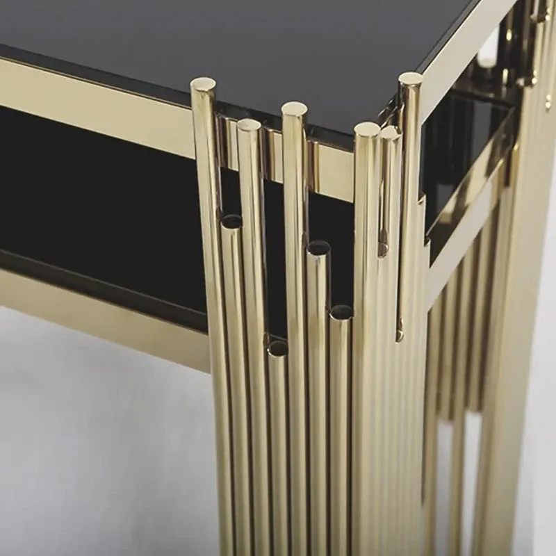 Narrow 2 Tier Metal Console Table with Marble Top - Medium media 5